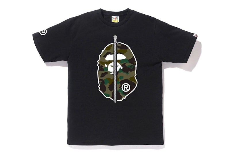 Buy 베이프 1st 카모 2nd 에이프 티셔츠 블랙/그린 
