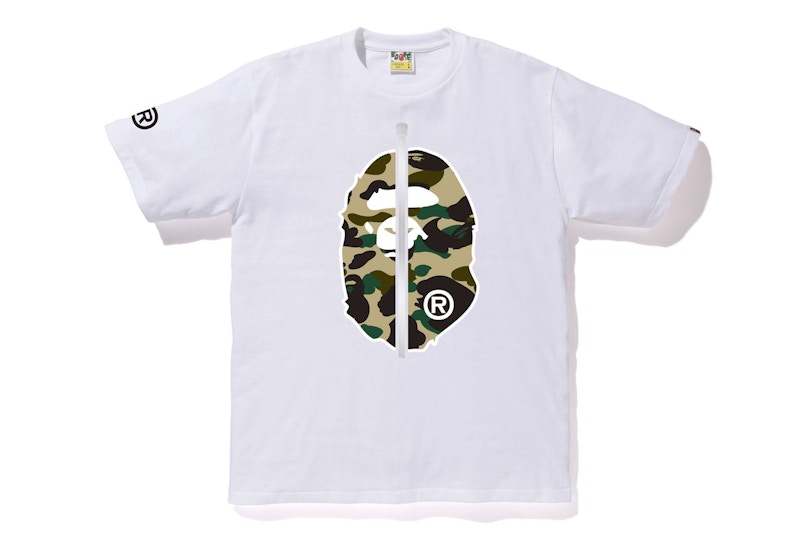 Buy BAPE首款迷彩第二代猿人T恤 白/黄