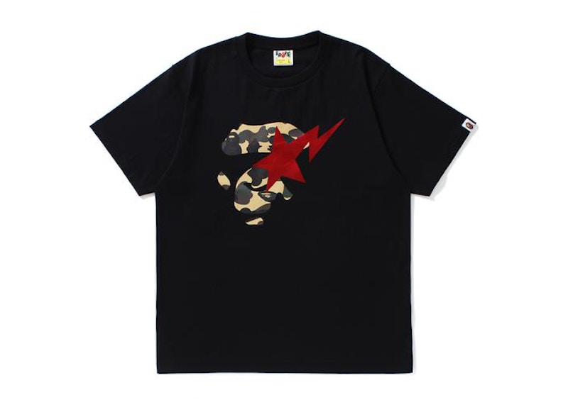 Buy Bape 1st Camo Ape Face Tee Black Yellow