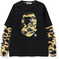 Bape 1st Camo Ape Head Layered LS Tee Black Bape 1st Camo Ape Head Layered LS Tee Black