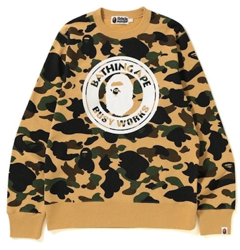 bape-1st-camo-busy-works-crewneck-yellow