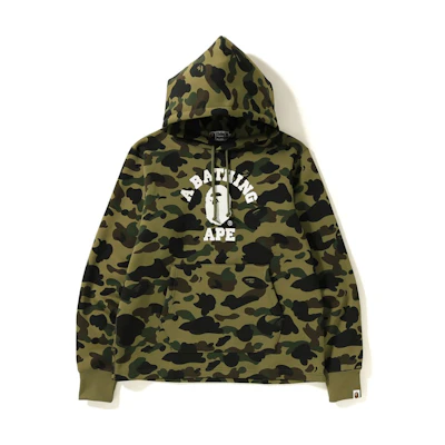 Bape 1st Camo College Wide Pullover Hoodie Green