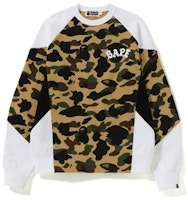 Bape 1st Camo Color Block Crewneck Yellow Bape 1st Camo Color Block Crewneck Yellow