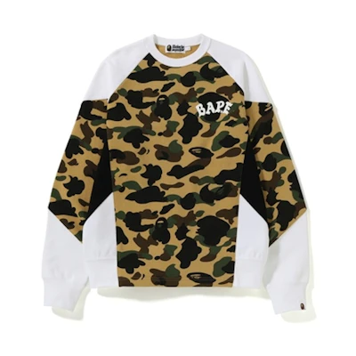 Bape 1st Camo Color Block Crewneck Yellow