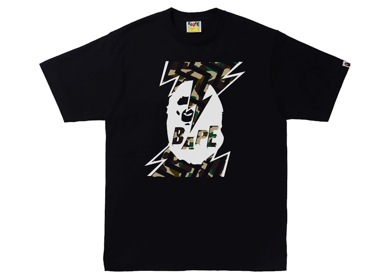 Buy BAPE 1st Camo Lightning Ape Head Tee (SS22) Black/Yellow