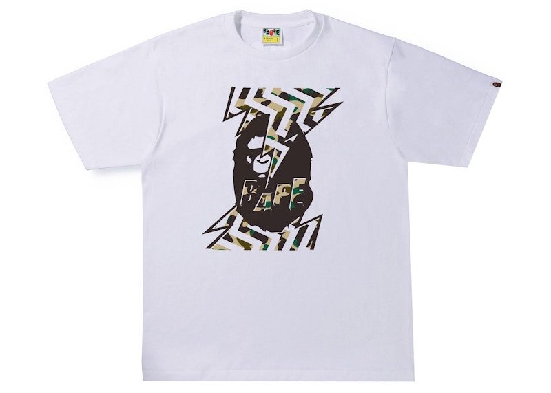 Buy BAPE 1st Camo Lightning Ape Head Tee (SS22) Putih/Kuning