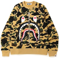 BAPE 1st Camo Printed Zip Shark Crewneck Yellow BAPE 1st Camo Printed Zip Shark Crewneck Yellow