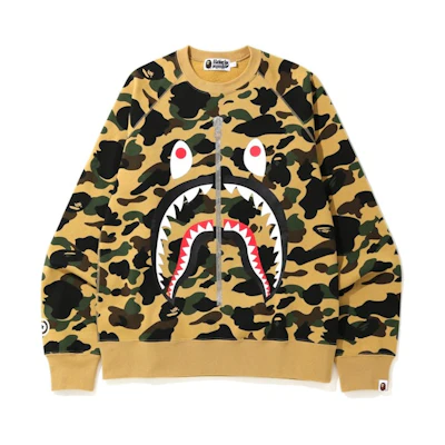 1st Camo Printed Zip Shark Crewneck Yellow