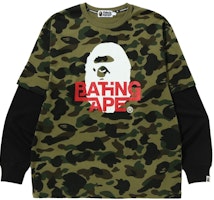 BAPE 1st Camo Relaxed Fit Layered L/S Tee Green BAPE 1st Camo Relaxed Fit Layered L/S Tee Green
