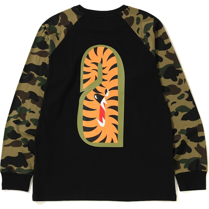 Bape 1st Camo Shark LS Tee Black Green 圖 2