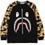 Buy Bape 第一代迷彩鲨鱼长袖T恤 黑黄款