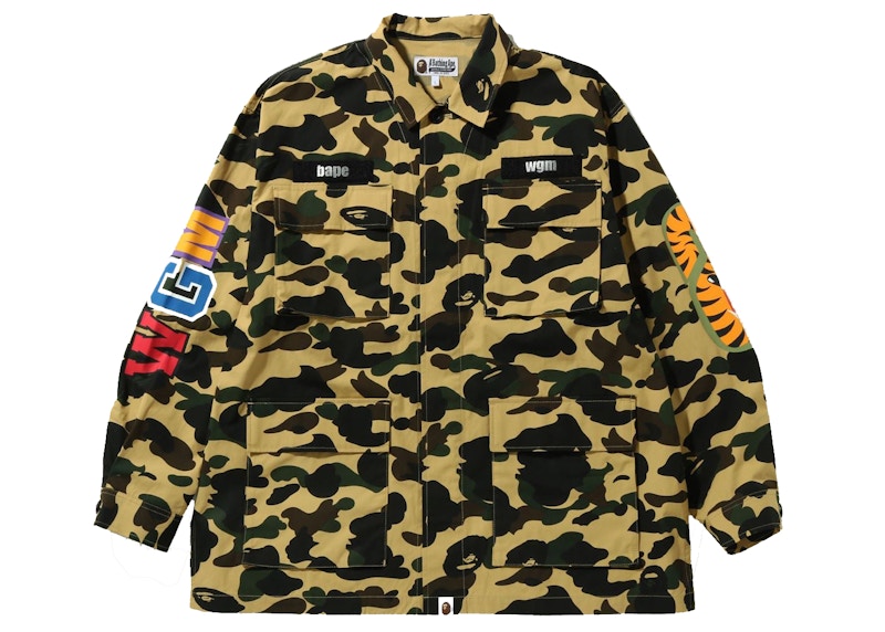BAPE 1st Camo Shark Relaxed Fit Military Shirt Yellow