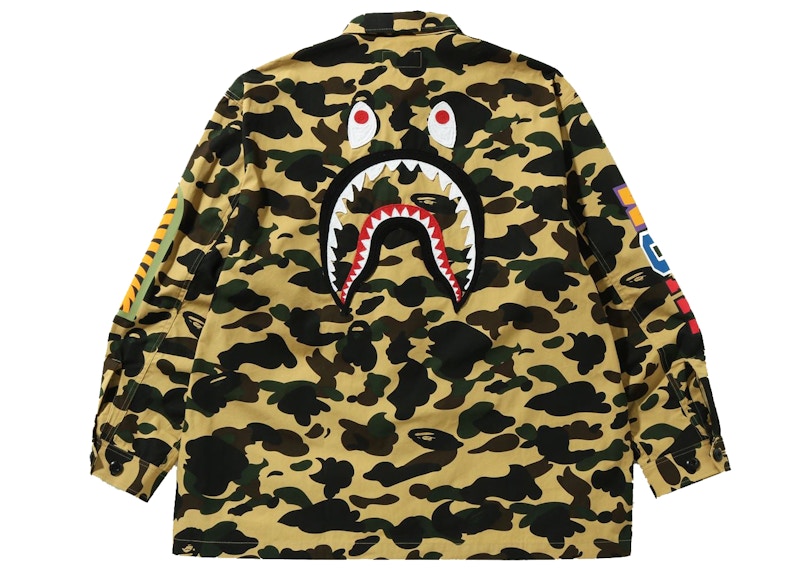 Order BAPE 1st Camo Shark Relaxed Fit Military Shirt Yellow