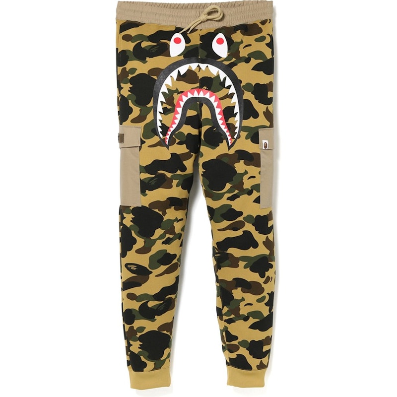 Bape 1st Camo Shark Slim Sweat Cargo Pants Yellow