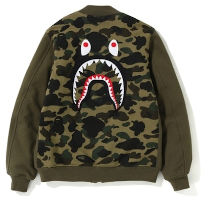 BAPE 1st Camo Shark Sweat MA-1 Olive/Green Buy BAPE 1st Camo Shark Sweat MA-1 Olive/Green