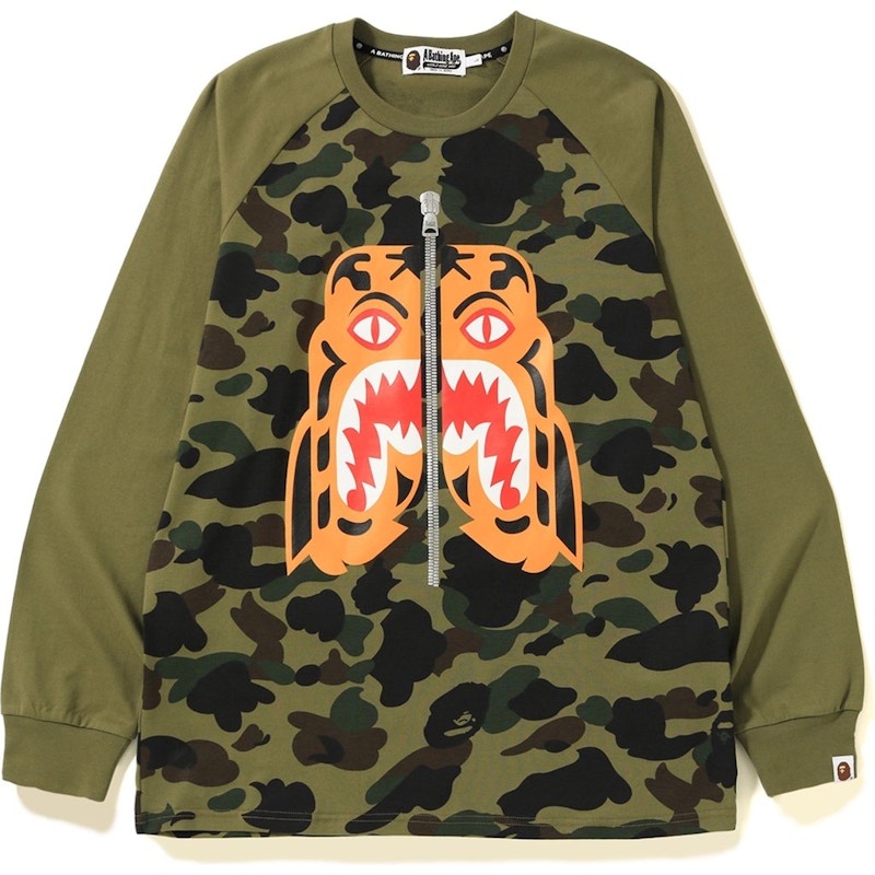 Bape 1st Camo Tiger LS Tee Green