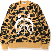 BAPE 1st Camo White Shark Crewneck Yellow BAPE 1st Camo White Shark Crewneck Yellow