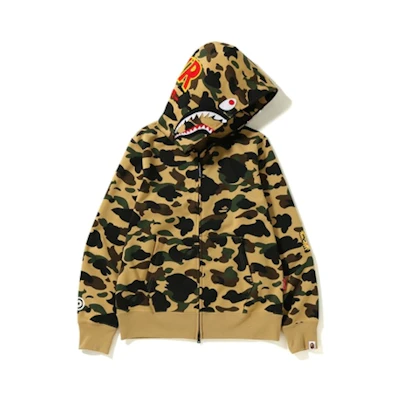 Bape 1st Camo Windstopper PONR Shark Full Zip Hoodie Yellow
