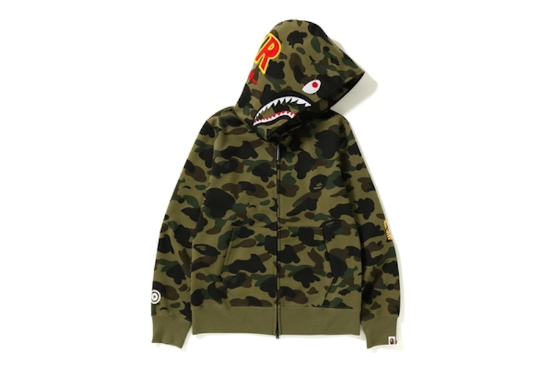 Buy Sudadera Bape 1st Camo Windstopper PONR Shark Full Zip Verde