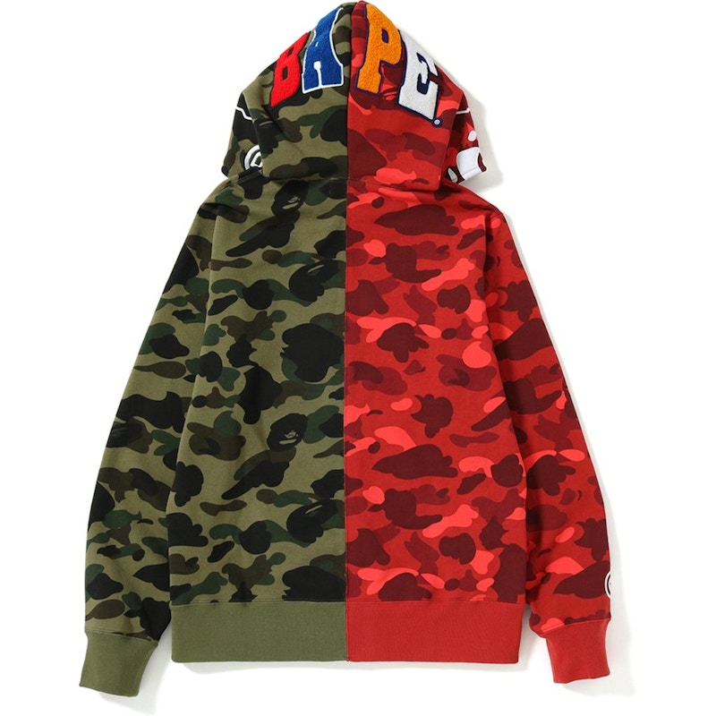 Bape 1st Color Camo 2nd Ape Half Full Zip Hoodie Green Red 圖 2
