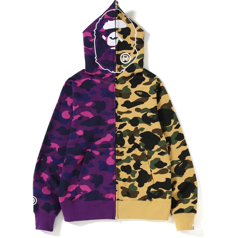 Buy Hoodie Ritsleting Bape 1st Color Camo 2nd Ape Setengah Kuning Ungu