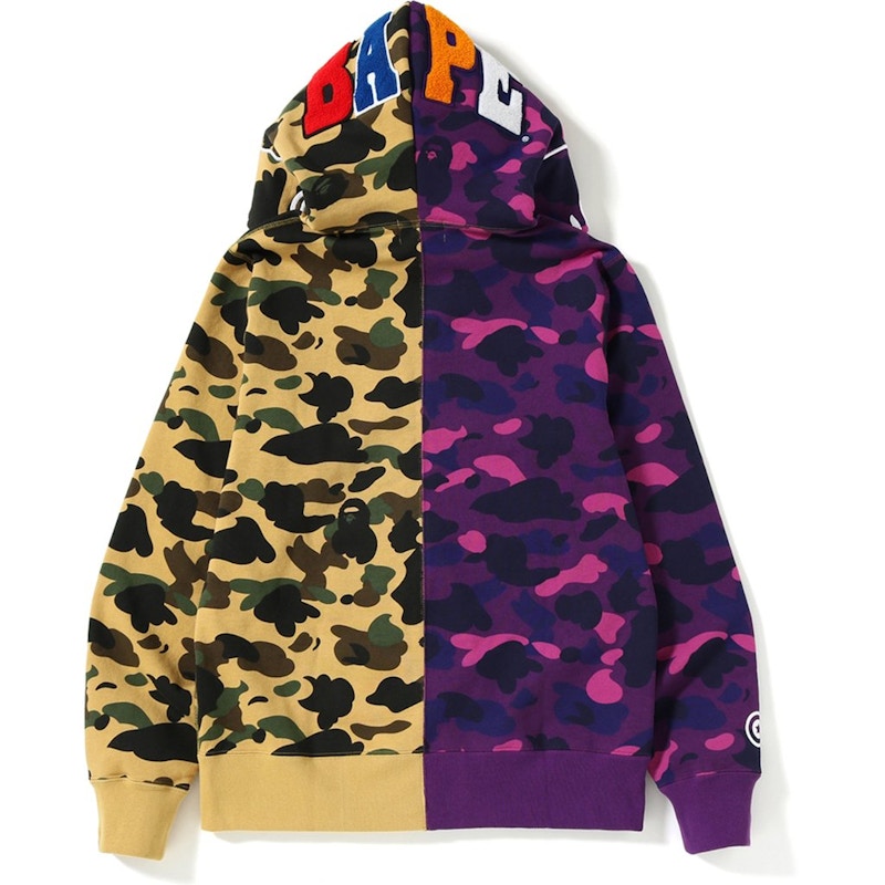 Bape 1st Color Camo 2nd Ape Half Full Zip Hoodie Yellow Purple 圖 2