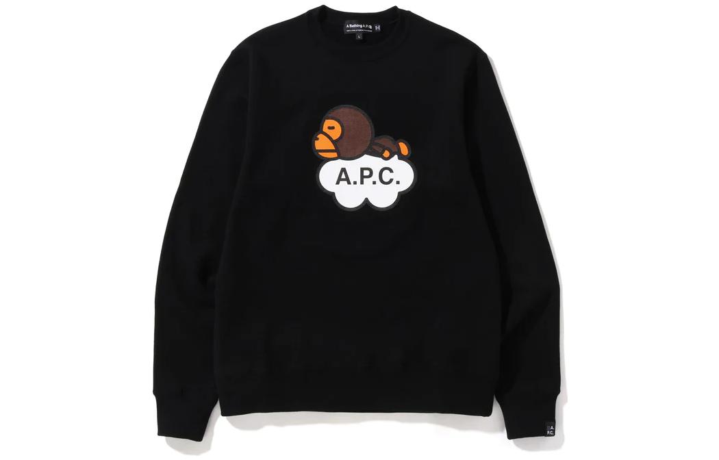 BAPE × APC Collab Unisex Crewneck Printed Long Sleeve Sweatshirt 2I23-113-902