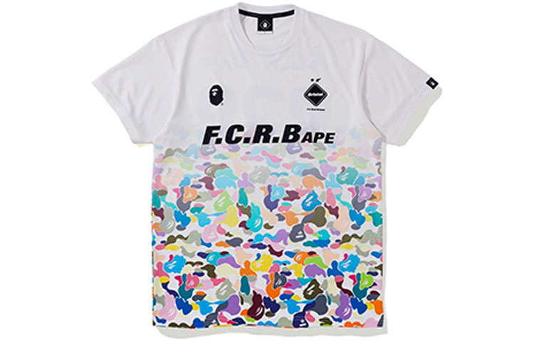 BAPE × FCRB Game Shirts Graphic Print Short Sleeve T-Shirt White . 1F23-109-954
