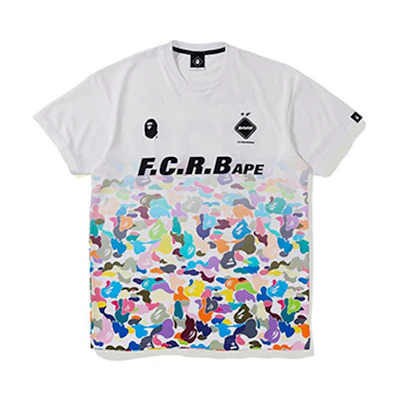BAPE × FCRB Game Shirts Graphic Print Short Sleeve T-Shirt White . 1F23-109-954