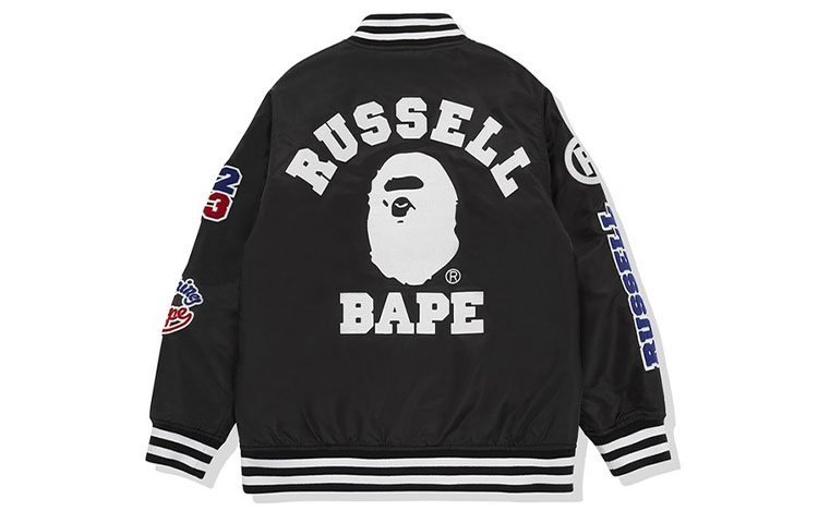 BAPE × RUSSELL Collaboration Baseball Jacket Black () 1G73-140-913