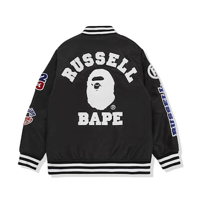 BAPE × RUSSELL Collaboration Baseball Jacket Black () 1G73-140-913