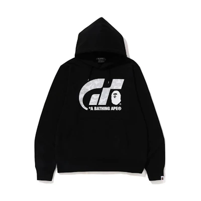 BAPE Black Pullover Hoodie with Letter Design. 1J73-114-911