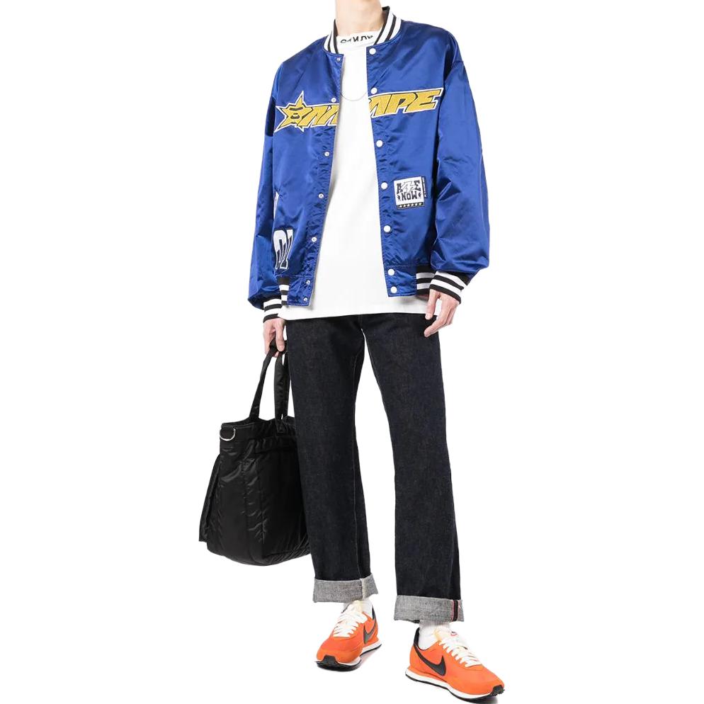Lookbook BAPE 藍色字母印花長袖飛行夾克外套. ALJ7-502-XXI