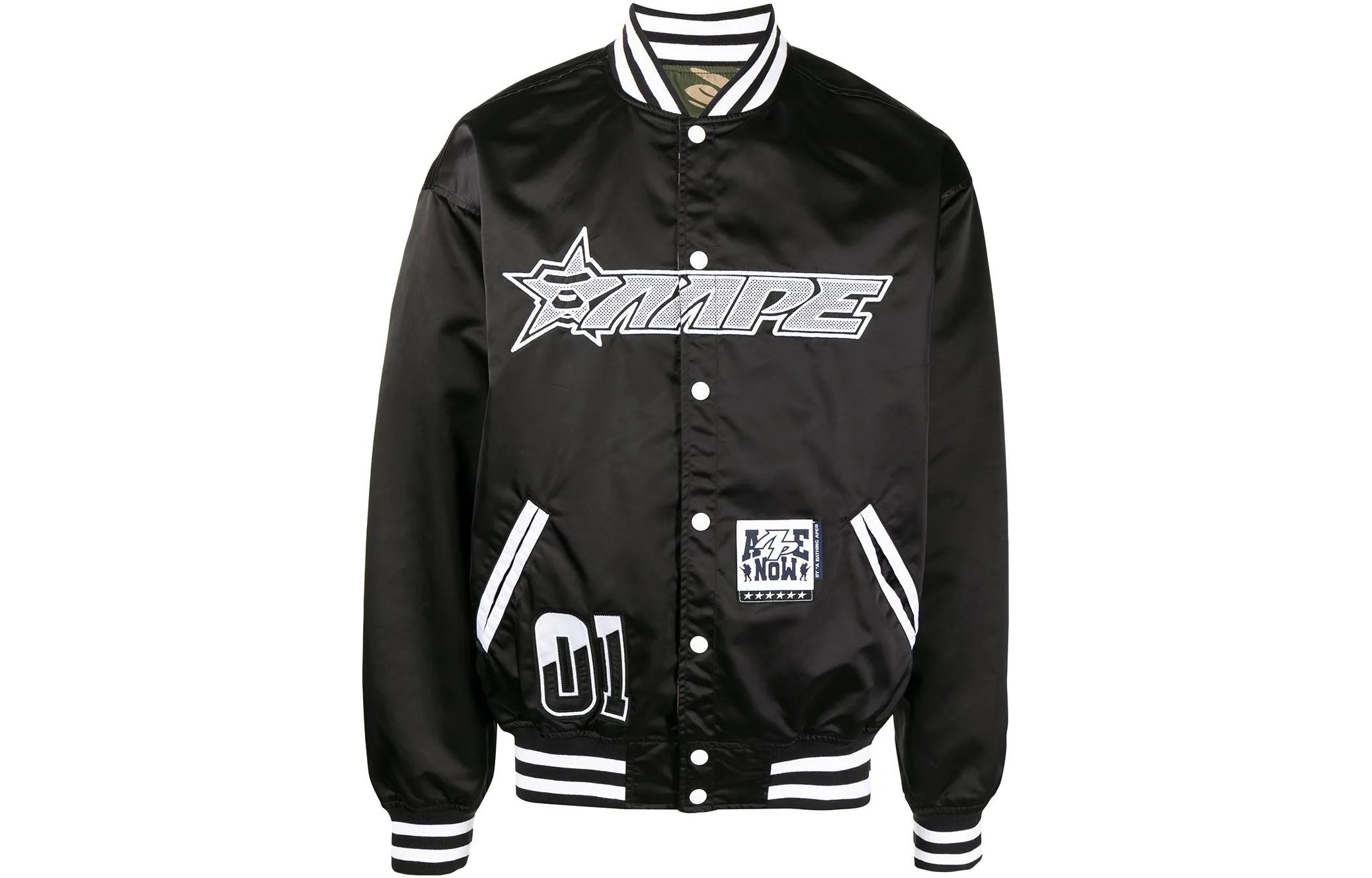 Details for BAPE 藍色字母印花長袖飛行夾克外套. ALJ7-502-XXI