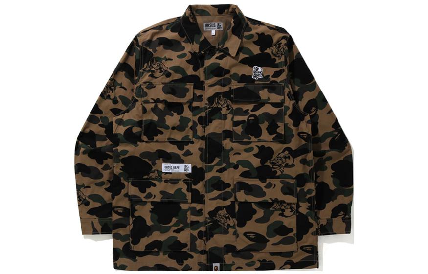 BAPE  Camo Embroidered Badge Letter Logo Long Sleeve Shirt 0ZXSTM13103XG
