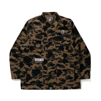 BAPE Camo Embroidered Badge Letter Logo Long Sleeve Shirt 0ZXSTM13103XG