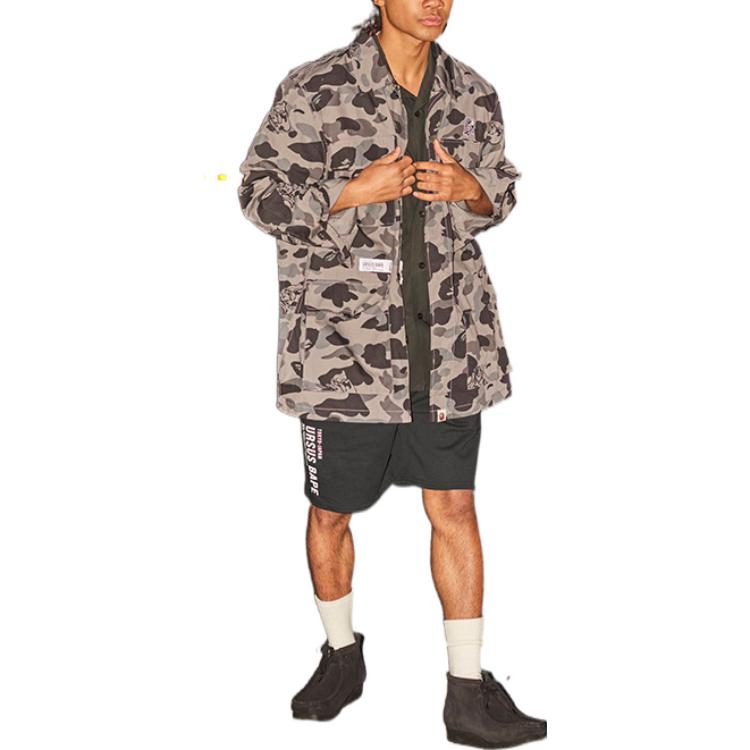 Shop BAPE迷彩刺繡徽章字母Logo長袖襯衫 0ZXSTM13103XG