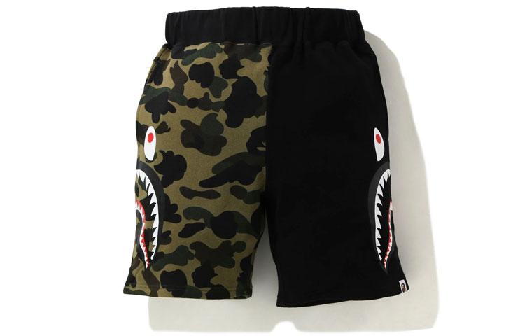 Shop BAPE カモ ハーフシャーク スウェットショーツ 1H20-153-020