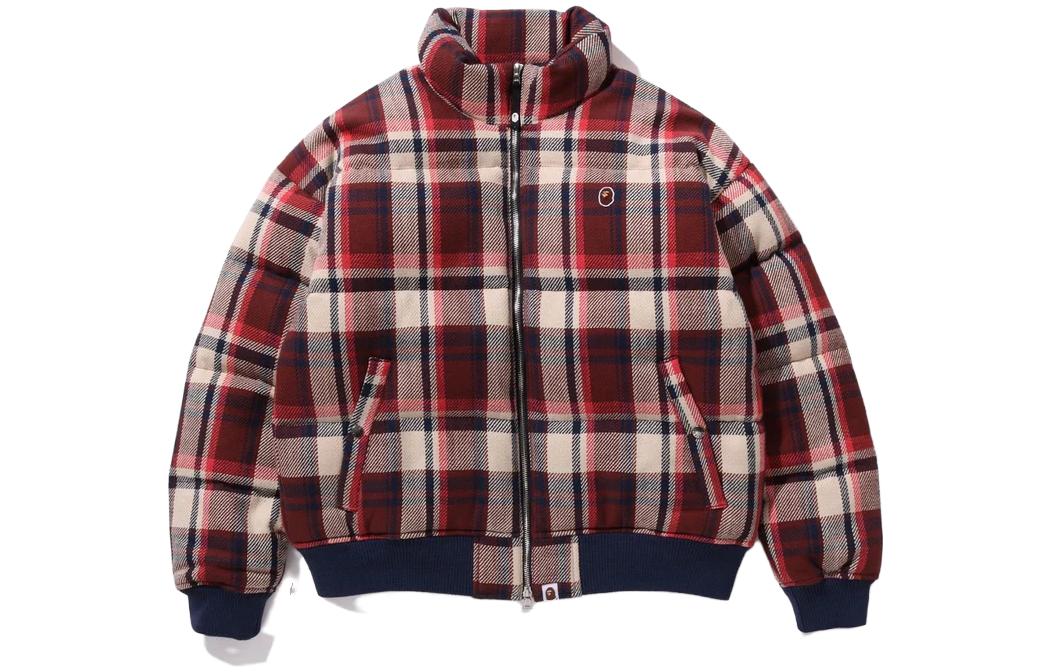 BAPE  Checkered High-Neck Graphic Print Zip-Up Jacket 1J80-144-008