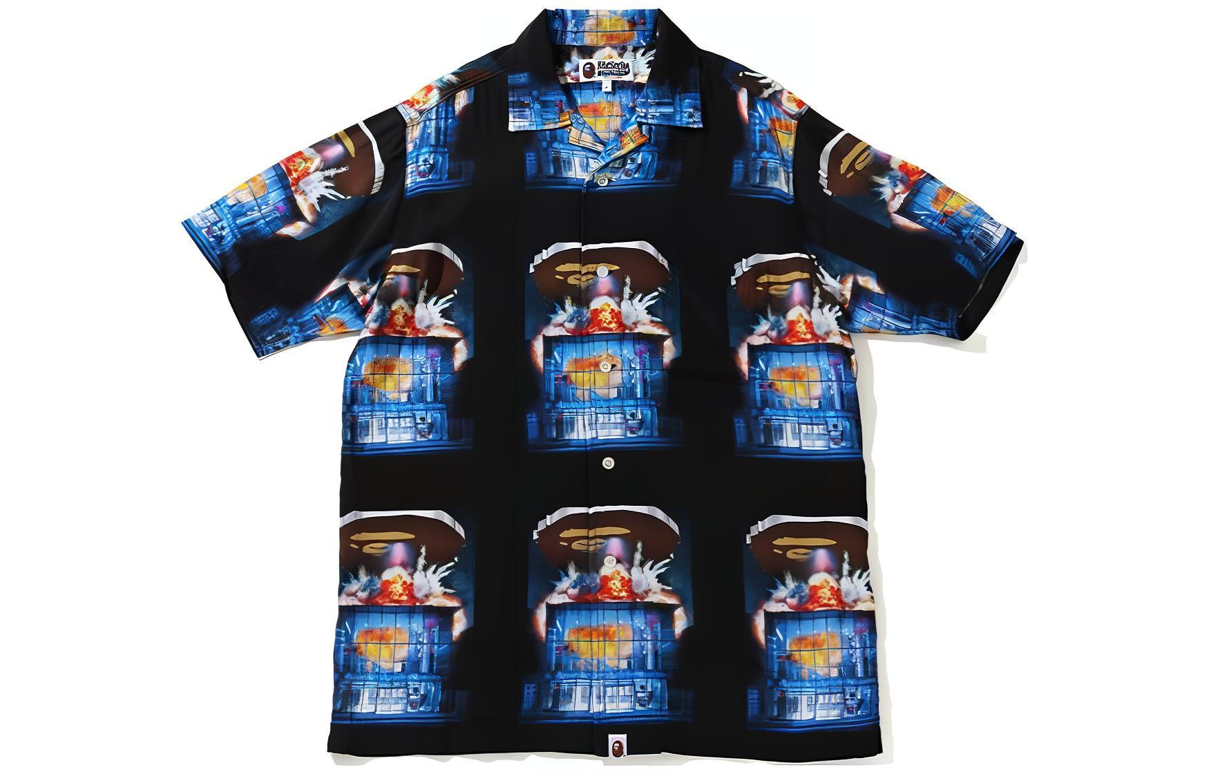 BAPE  Colorblock All-Over Print Short Sleeve Shirt. 0ZXSTM131006G