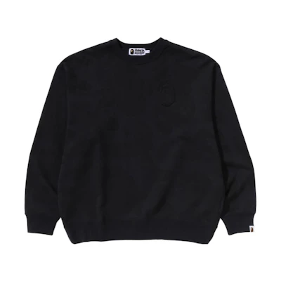 BAPE Crewneck Pullover Sweatshirt with Solid Logo Print – Relaxed Fit. 1k30-113-304