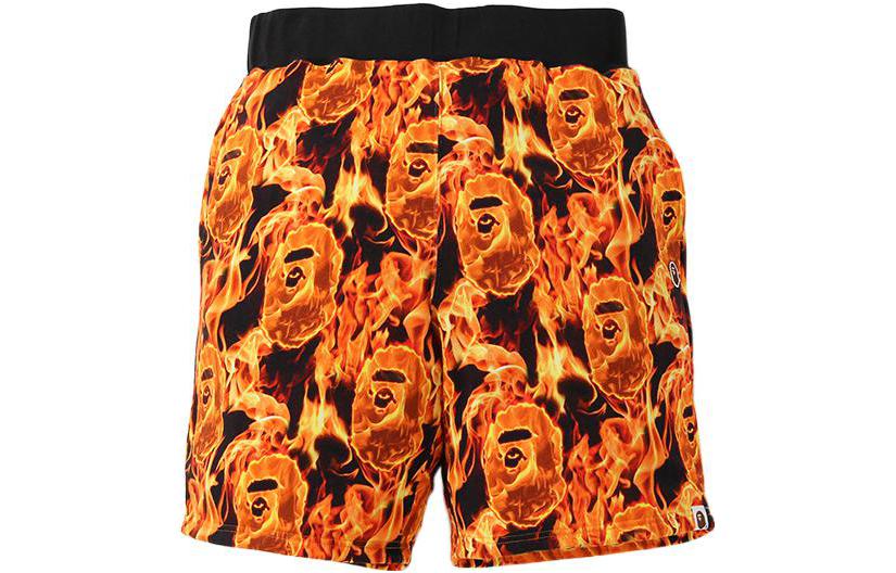 BAPE  Elastic Casual Shorts with Ape Badge and Flame Design. 0ZXSPM153014E 圖 4