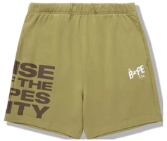 BAPE Embroidered Color-Block Letter Khaki Shorts 0BSSPBA00002G BAPE Embroidered Color-Block Letter Khaki Shorts 0BSSPBA00002G
