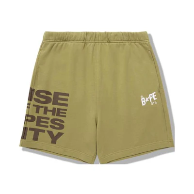BAPE Embroidered Color-Block Letter Khaki Shorts 0BSSPBA00002G