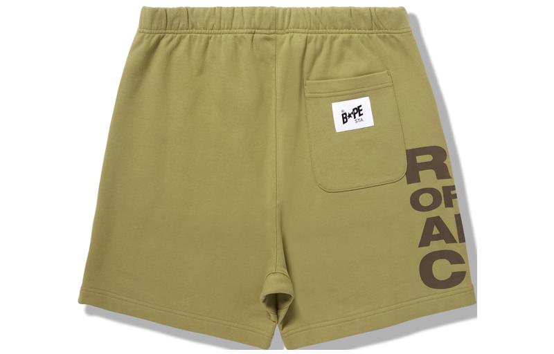 Lookbook 베이프 자수 컬러 블록 레터 카키 반바지 0BSSPBA00002G