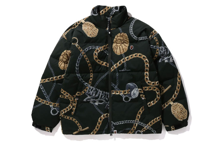 Order BAPE Jaket Cetakan Kolar Tinggi Full-Zip. 1J80-144-002