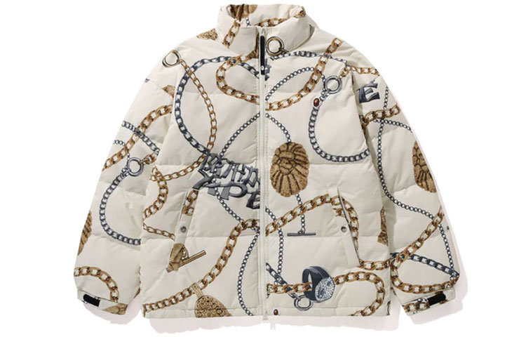 Shop BAPE Jaket Cetakan Kolar Tinggi Full-Zip. 1J80-144-002