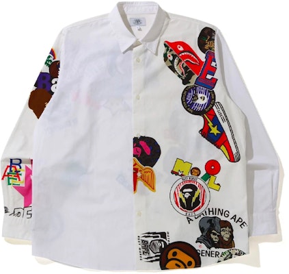 BAPE 塗鴉拼接印花長袖襯衫 1H30-131-007 Order BAPE 塗鴉拼接印花長袖襯衫 1H30-131-007