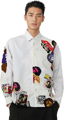 BAPE 塗鴉拼接印花長袖襯衫 1H30-131-007 Shop BAPE 塗鴉拼接印花長袖襯衫 1H30-131-007