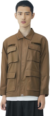 BAPE Logo刺繡口袋細節長袖工裝襯衫 0ZXSTM13104SH Shop BAPE Logo刺繡口袋細節長袖工裝襯衫 0ZXSTM13104SH